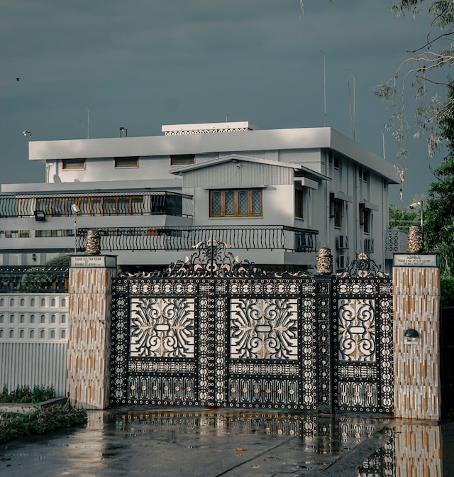 A house, protected by Automatic Security Gates on the driveway