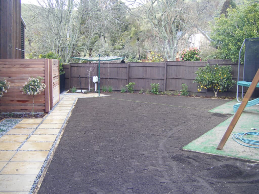 Freshly built fence and landscaping