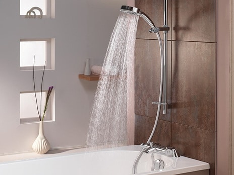 shower with flowing water