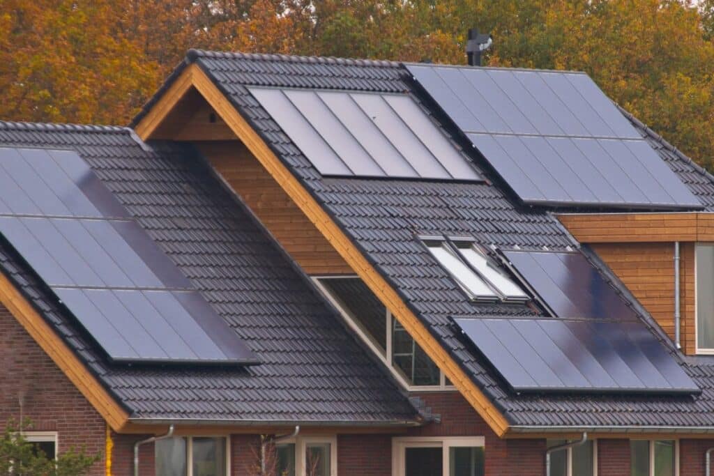 Solar panels on house roof